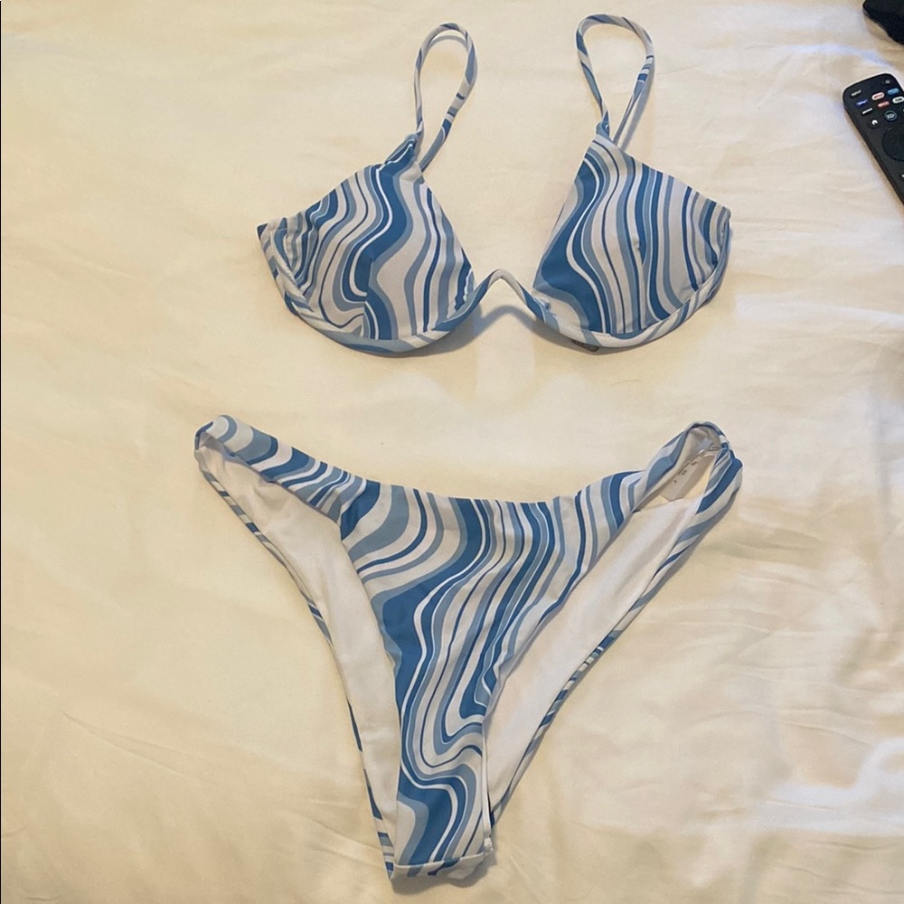 SHEIN Blue and White Swirl Bikini Set
